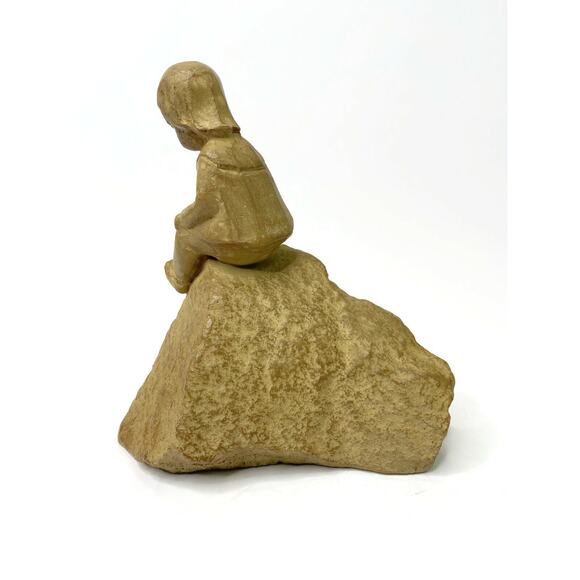 Haeger Pottery M Strubel Figurine Child Sitting on Rock Made in America - Picture 5 of 8